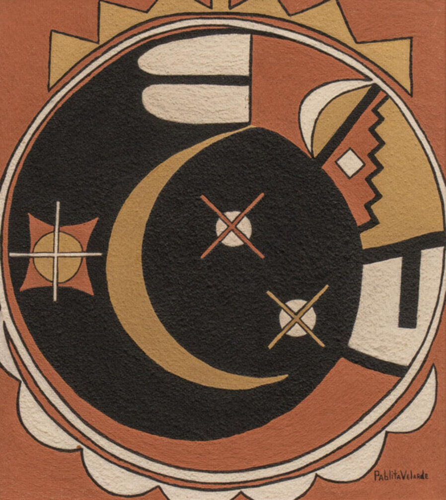 Pottery Motif featuring Moon and Stars