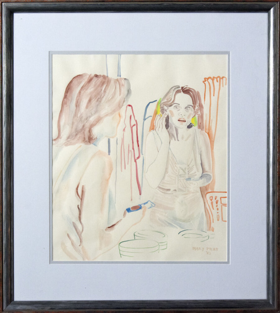Donna - portrait, female, figurative, watercolor on paper