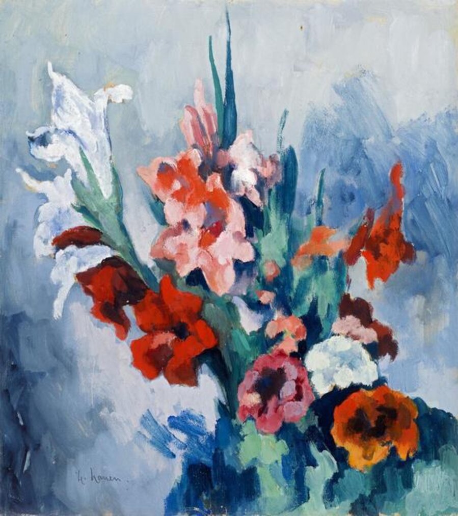 Gladiolen und Mohn