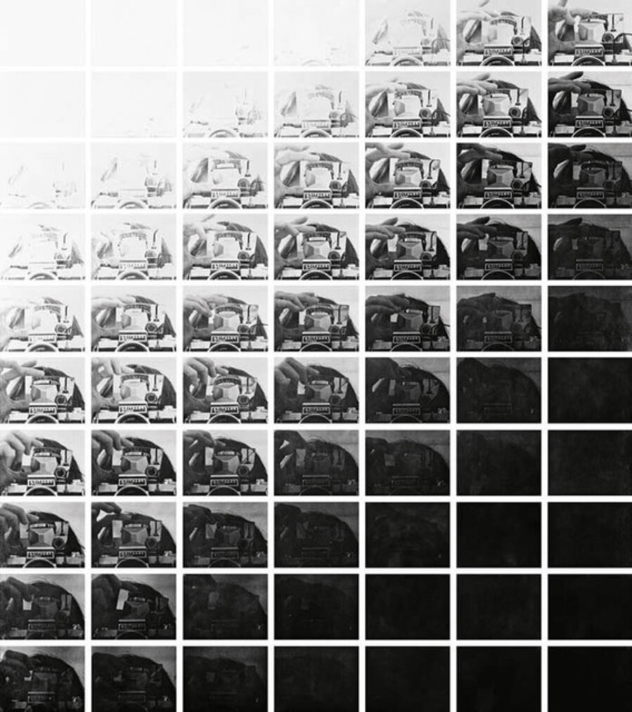 Study for Camera Recording Its Own Condition (7 Apertures, 10 Speeds, 2 Mirrors)