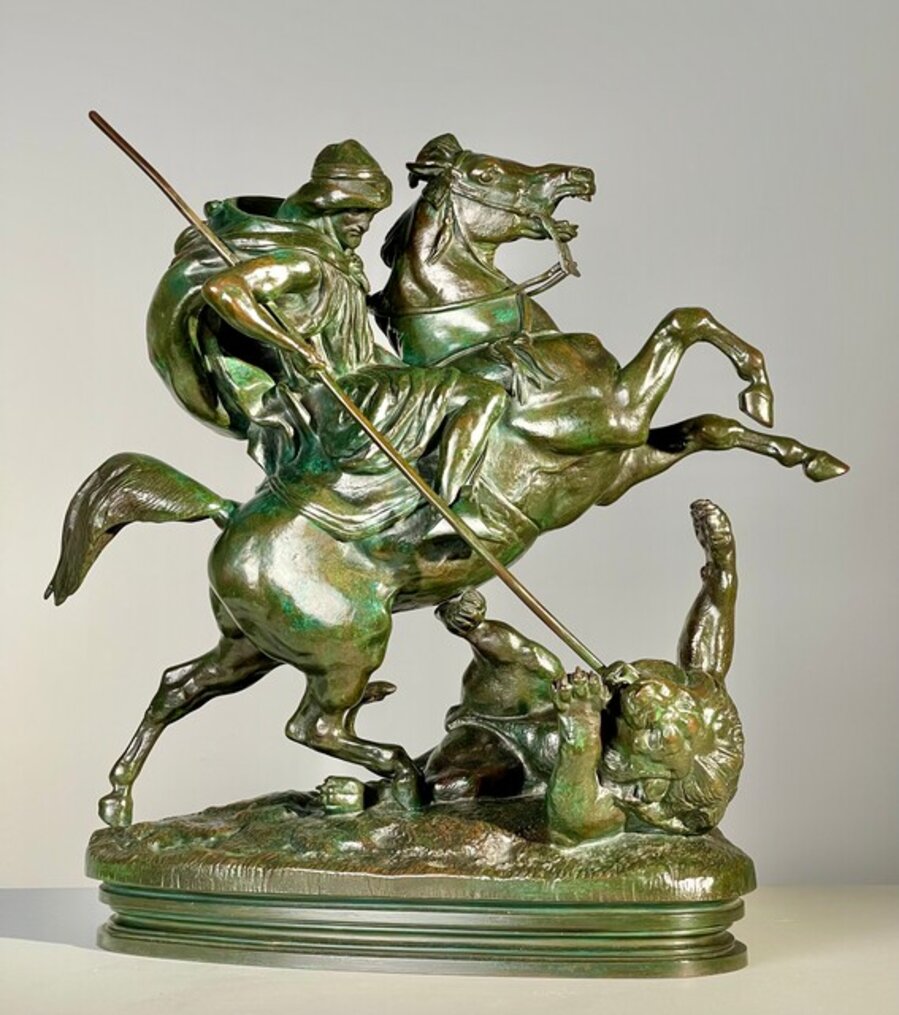Arab Horseman Killing a Lion (Cavalier Arabe tuant un lion)