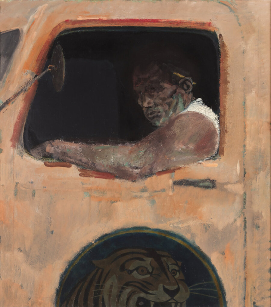 Truck Driver with Tiger - Color field meets Social Realism