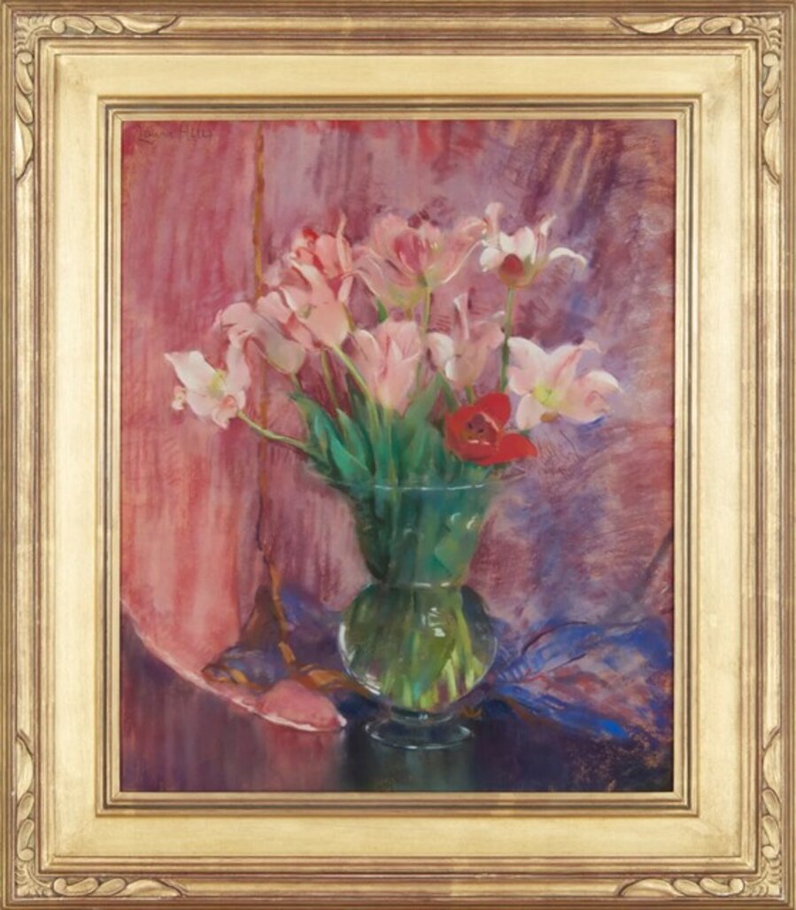 Tulips in a Glass Vase