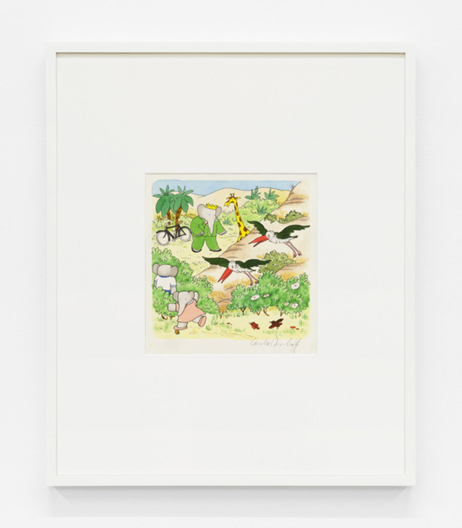 "I am looking for my pipe," Babar said to the giraffe, published in Babar's Birthday Surprise