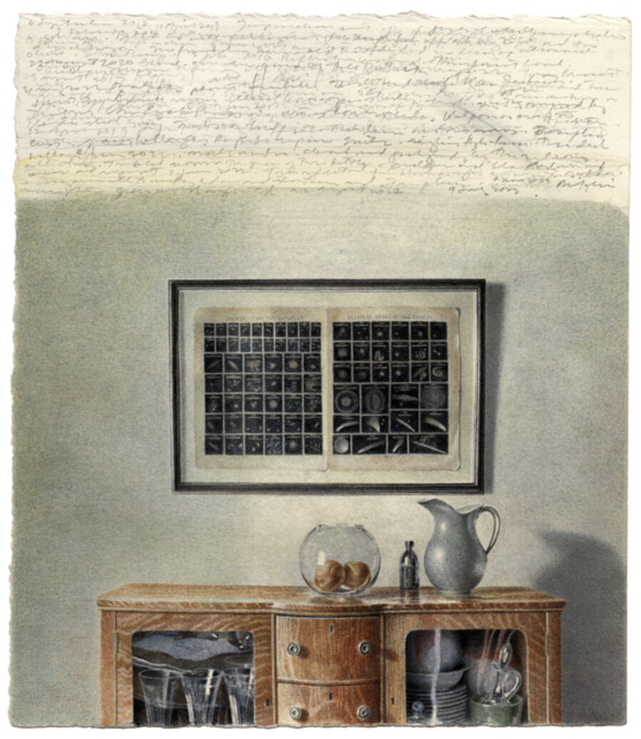 Astronomical Chart with Bowl of Oranges