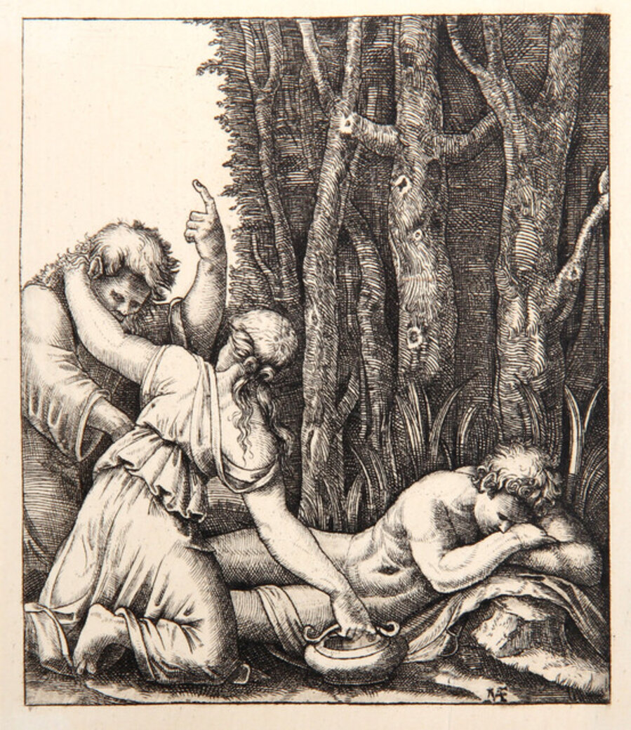 L'homme endormi a l'entree d'un bois