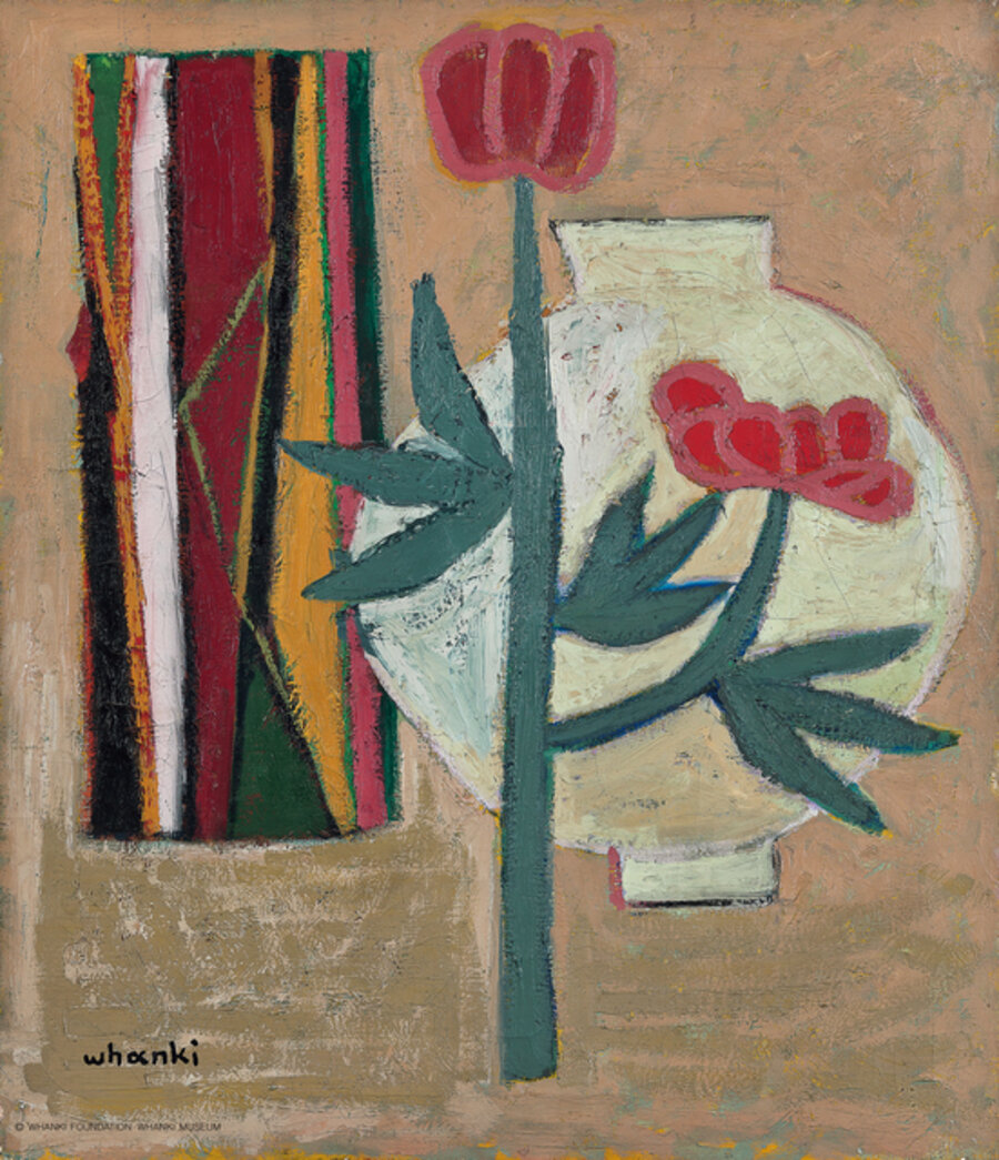 Peony, Old Tree and Jar
