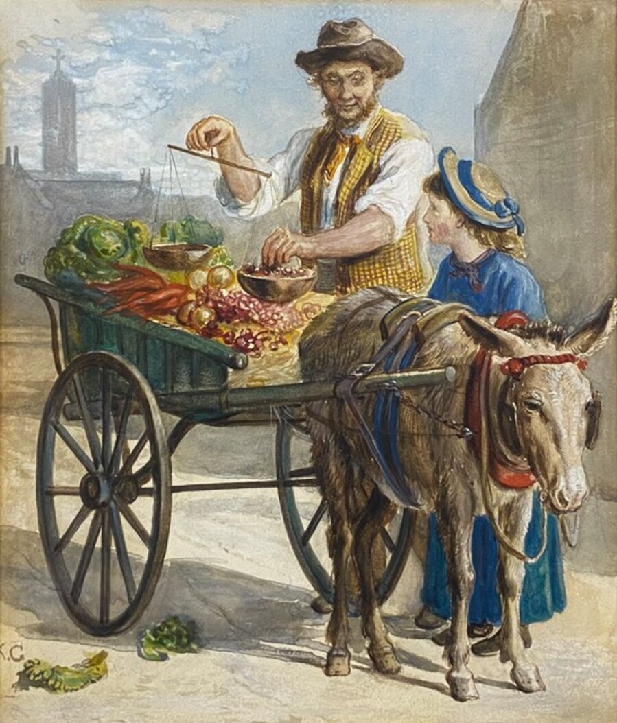 Untitled (Street Vendor with Donkey Cart and Little Girl)