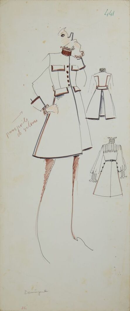 Karl Lagerfeld, ‘Karl Lagerfeld Original Fashion Sketch Ink Pen with Marker Drawing 441 Contemporary Art’, 1963-1969