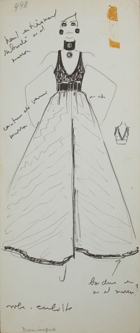 Karl Lagerfeld, ‘Karl Lagerfeld Original Fashion Sketch pen and marker Drawing 498 Contemporary Art’, 1963-1969