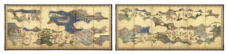 Kano School, ‘Pair of Folding Screens, Karako Children Playing Games (T-3222)’, Edo Period (1615-1868) 18th Century