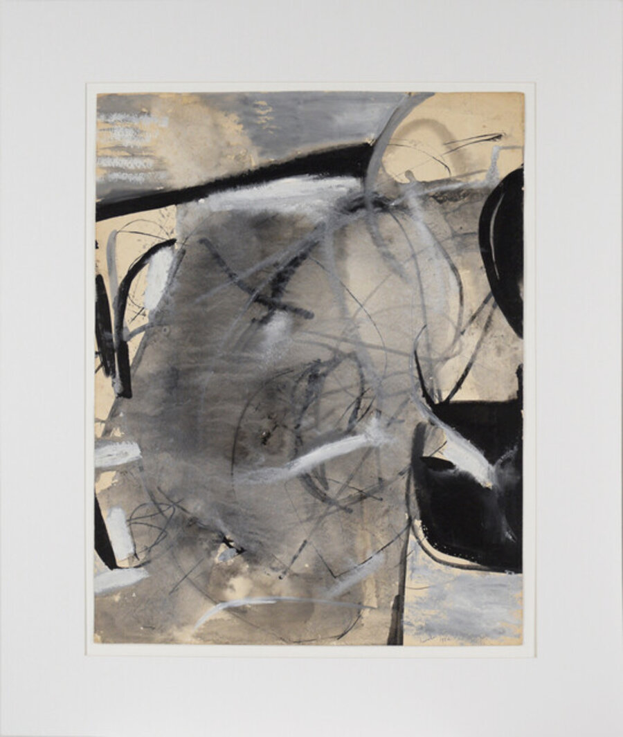 Black And White Abstract - In and Gouache on Paper