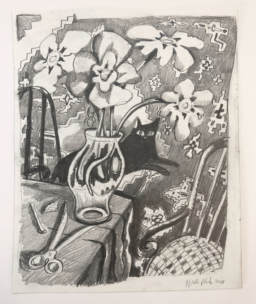 Study for Cat on Persian Rug
