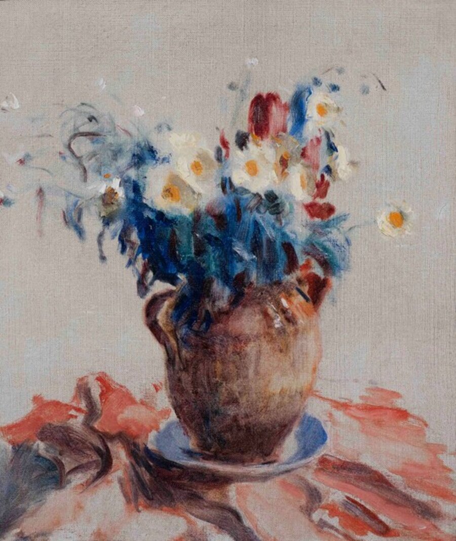 Still life with spring flowers in a vase