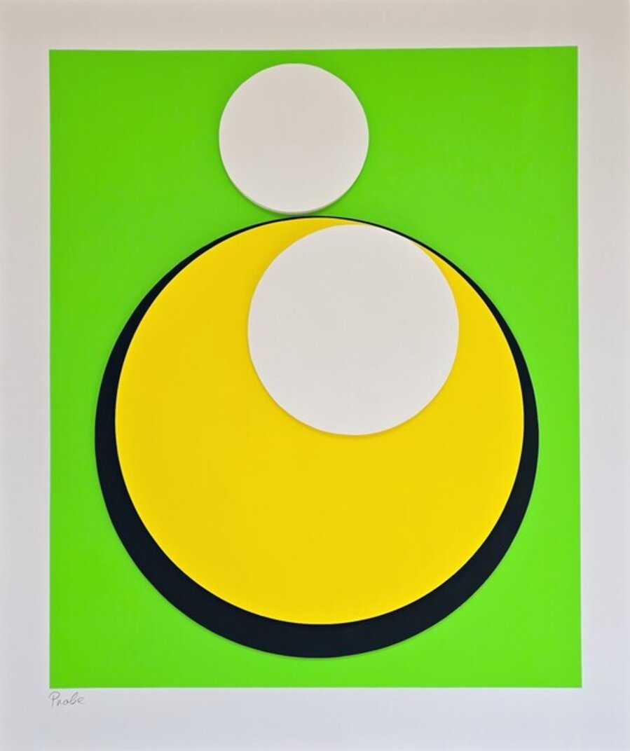 Yellow Circle on Vibrant Green