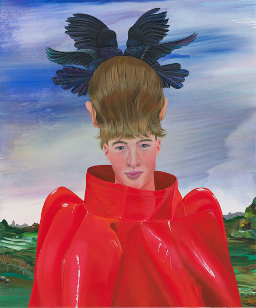 Boy in Red with Head Piece