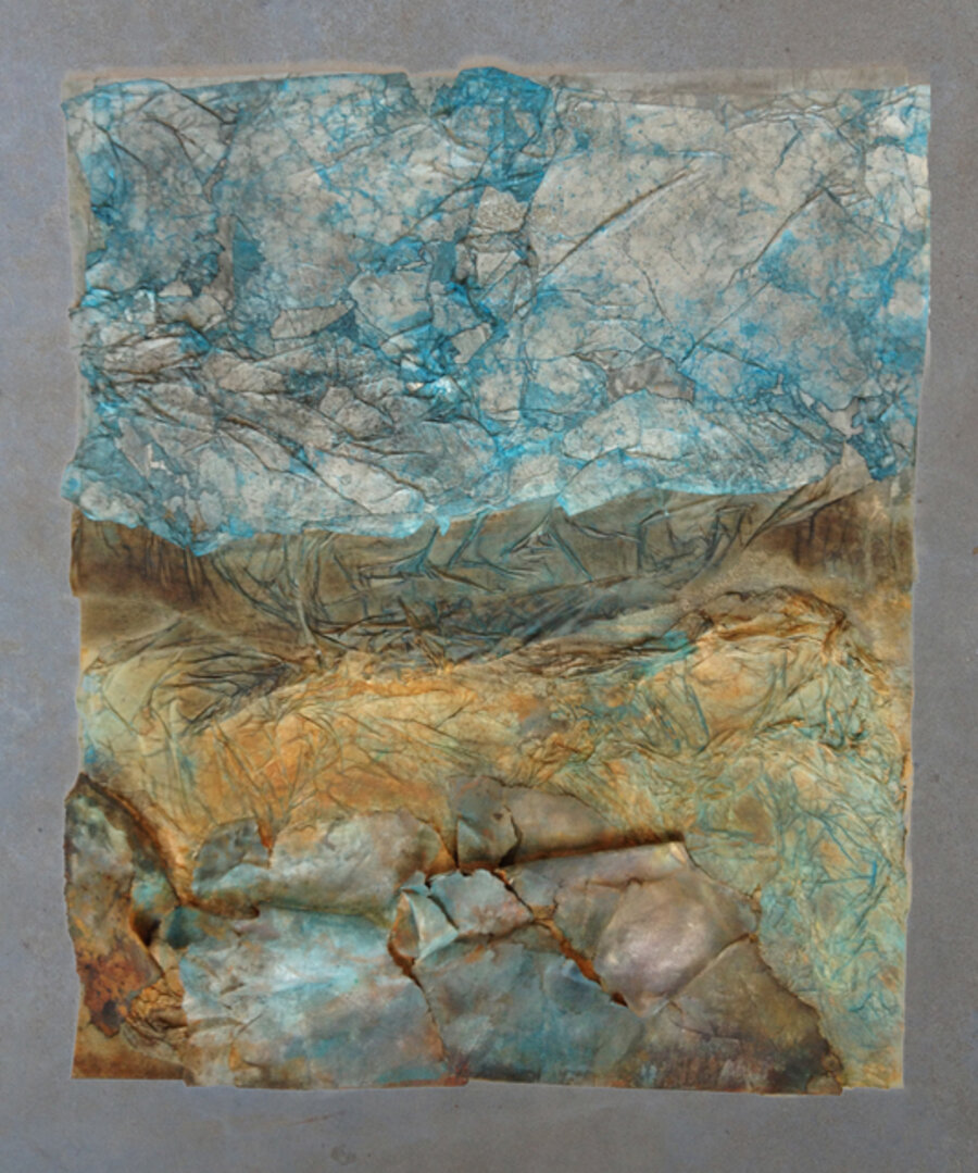 Come in terra V, mixed media on paper, 76 x 89 cm