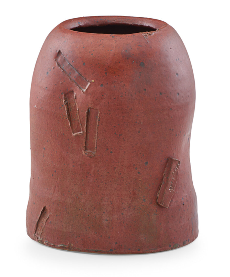 Dome vessel, Shino glaze