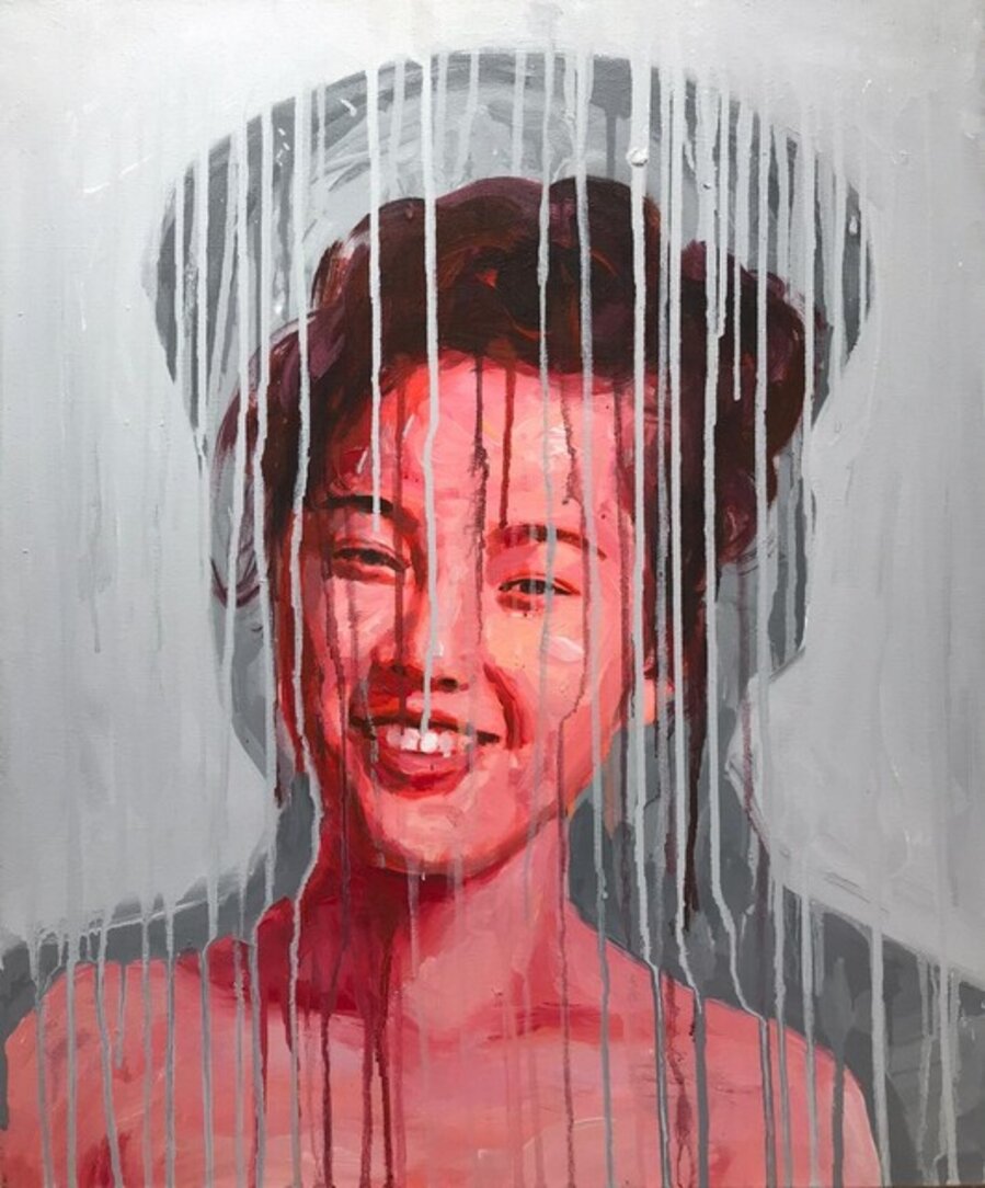 Girl in front of Mao