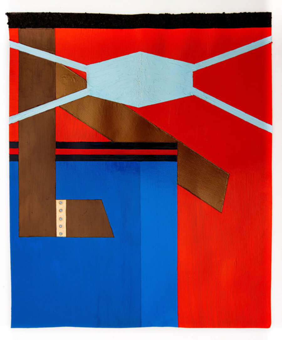 Black male, Red shirt, Blue pants