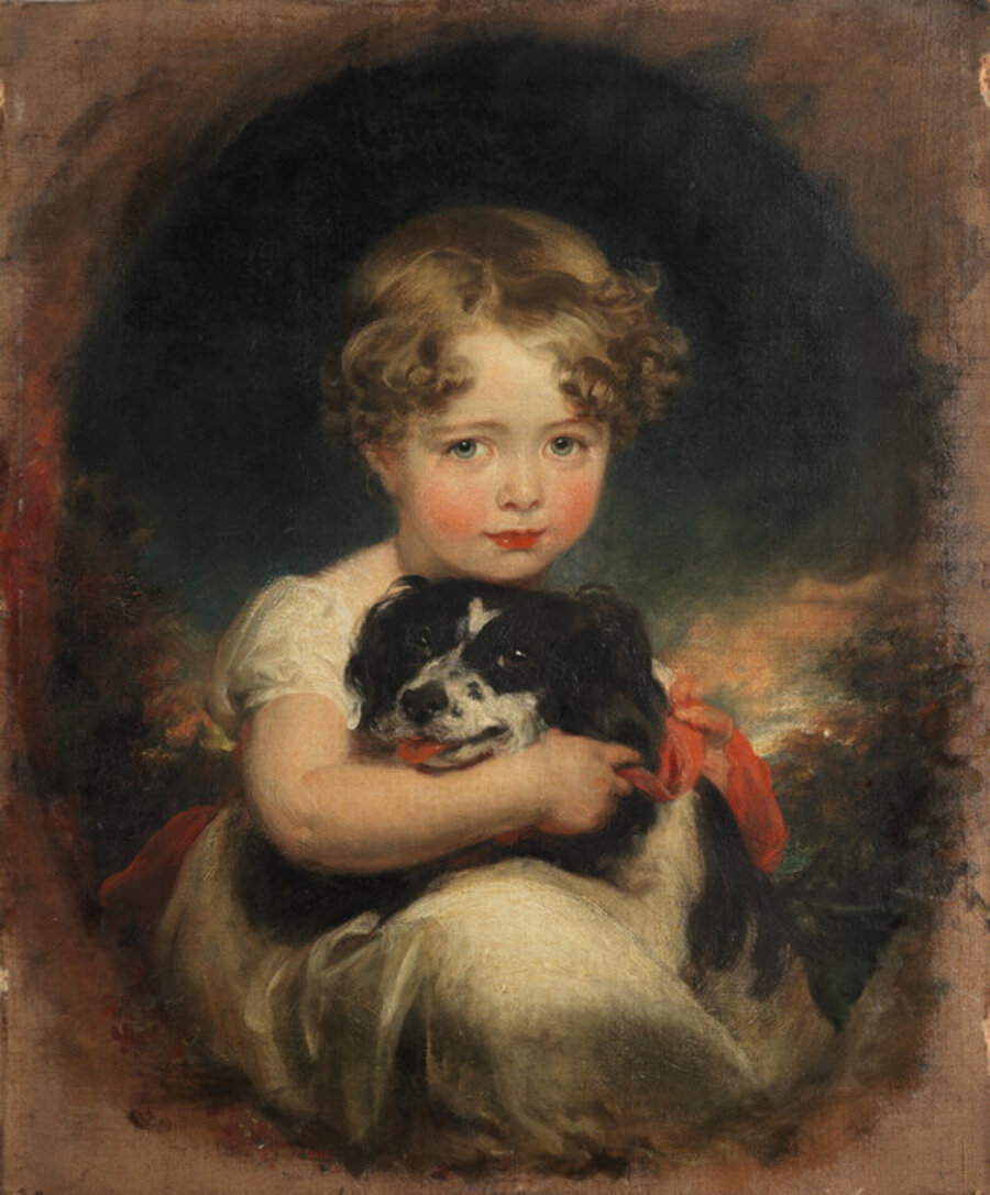Portrait of Jane Allnutt with her pet spaniel