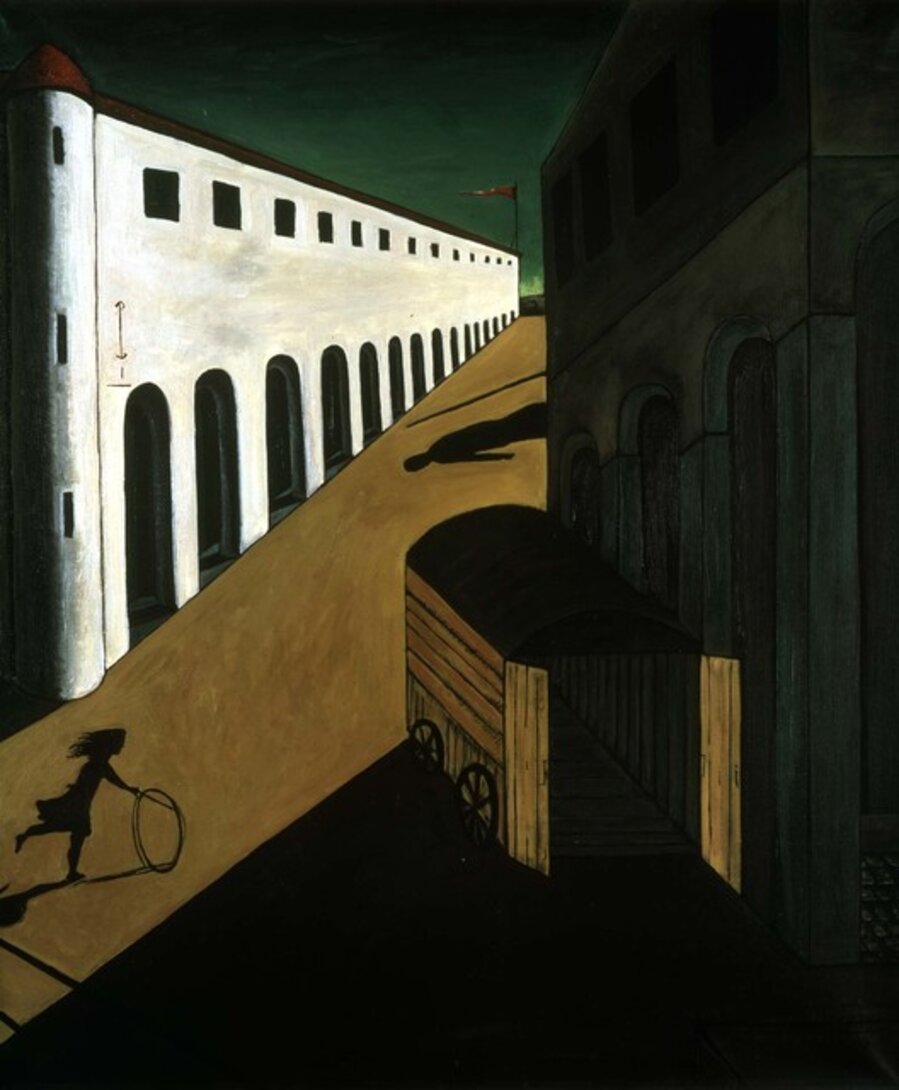 Not de Chirico (Girl with a hoop; Mystery and melancholy of a street, 1914)