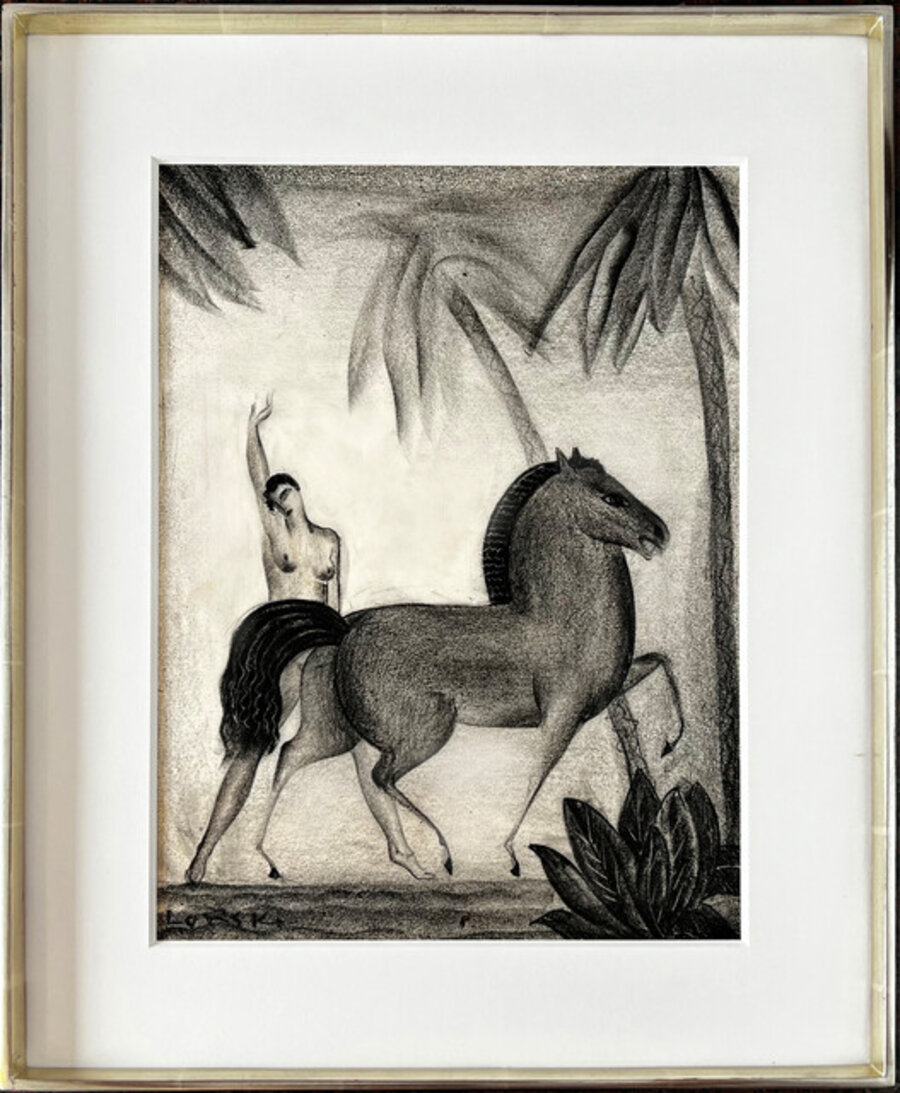 Art Deco Prancing Horse with Female Nude