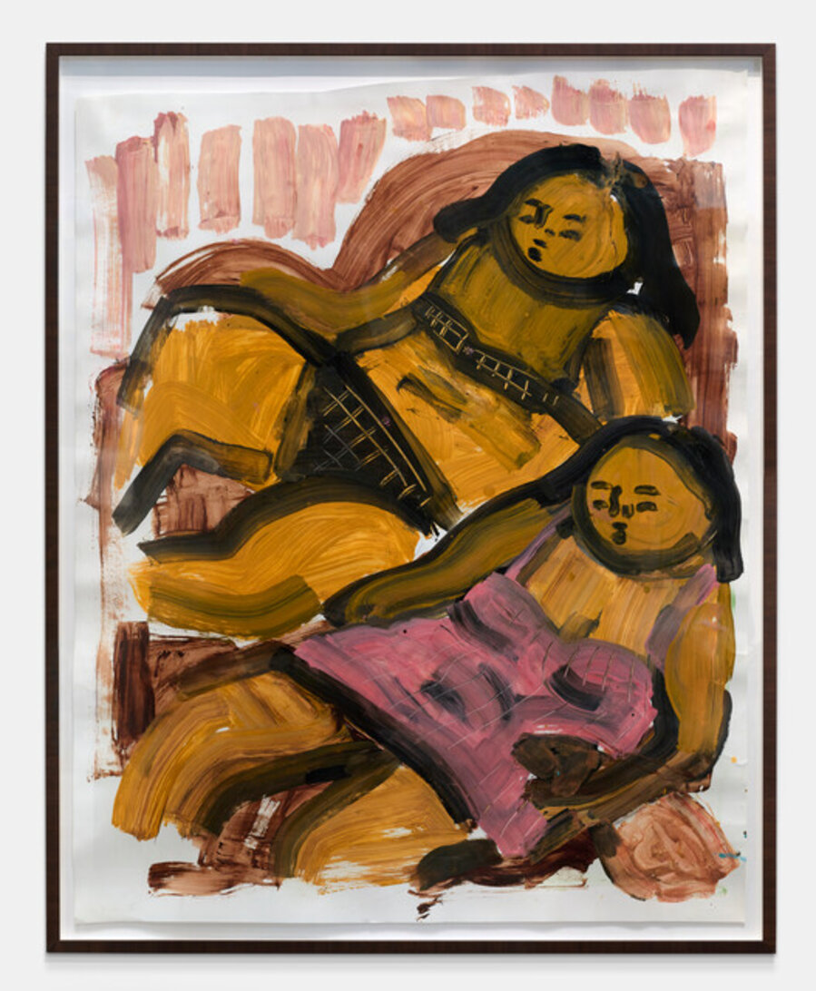 Two Girls Laying on Sofa with Dog, Watching TV