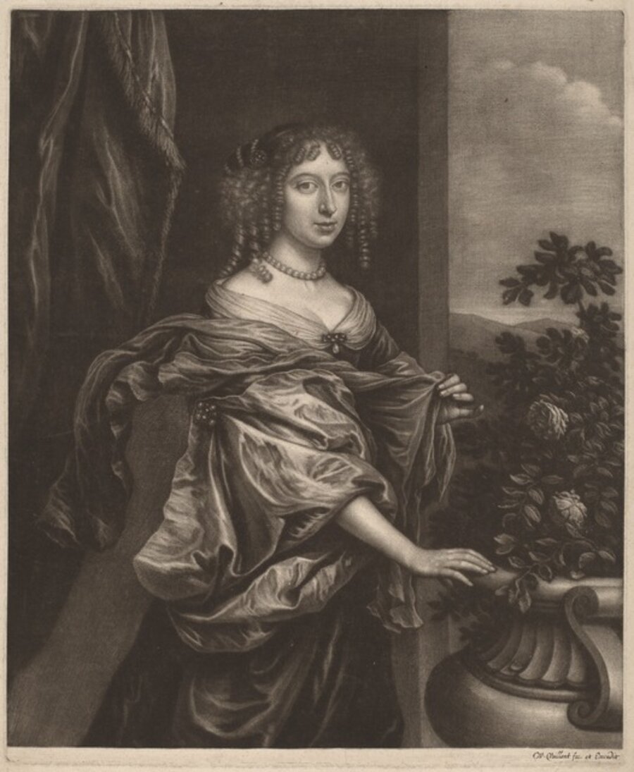 Portrait of a Lady beside a Rose Bush