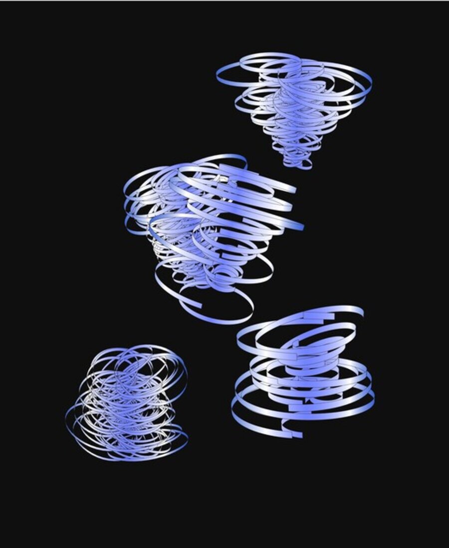 Study for Devil Whirls: Blue, White on Black