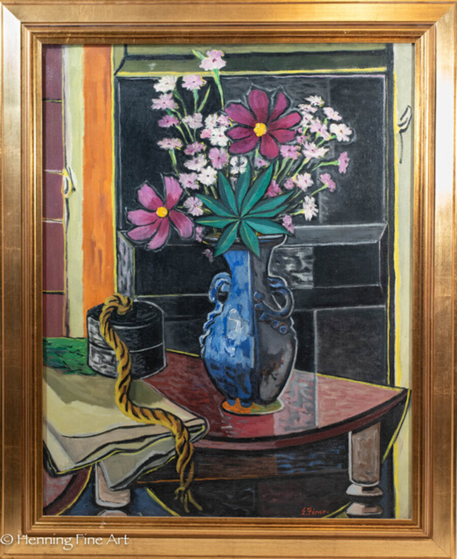 Bouquet Against Black Door