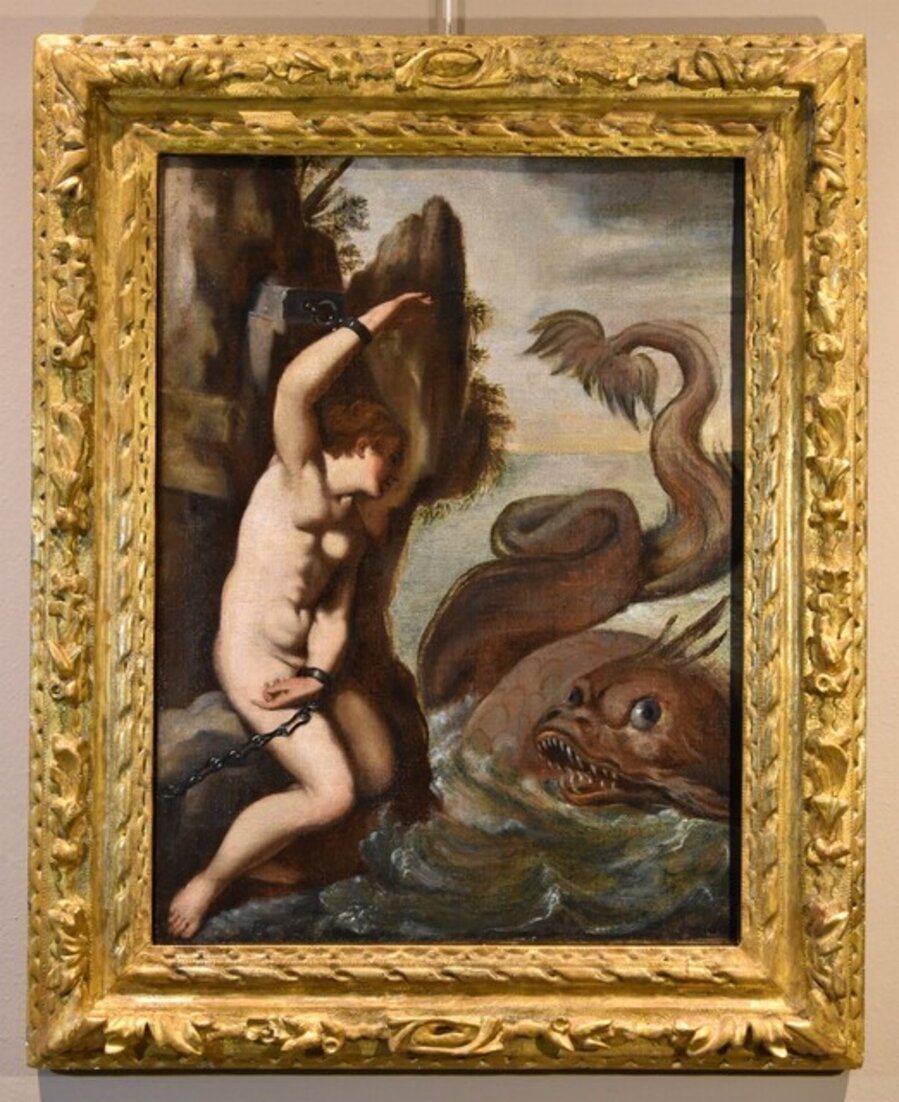 Andromeda Monster Carracci Paint 17th Century Oil on canvas Old master Mythological Roman school