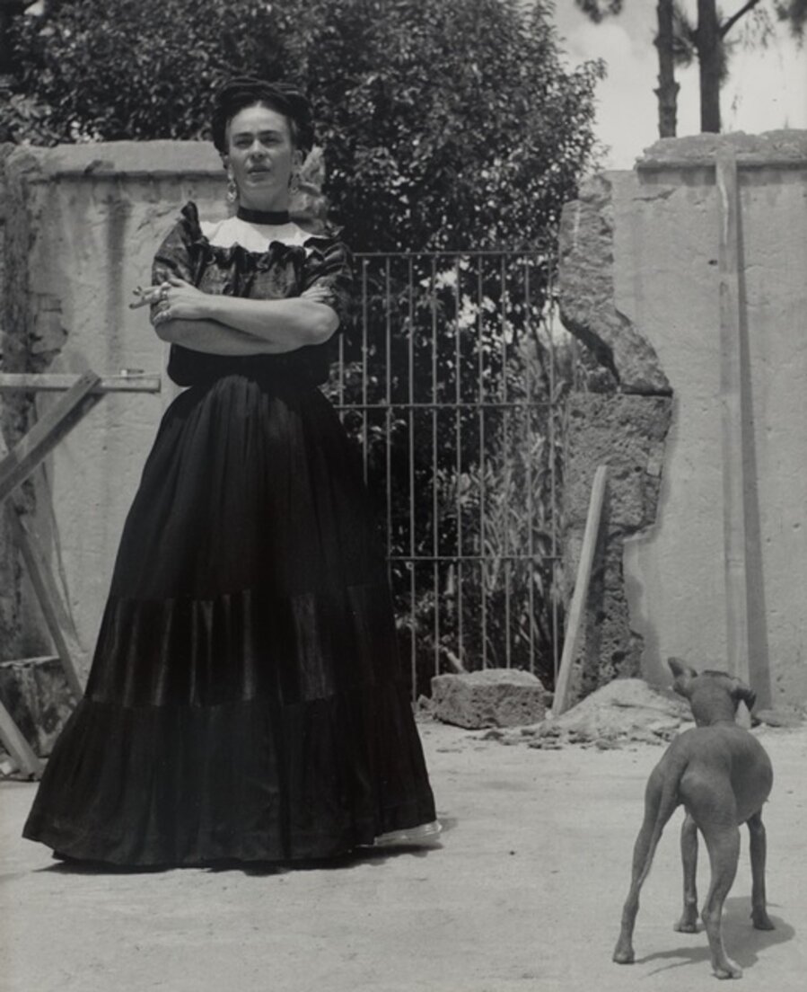 Frida with her hairless dog