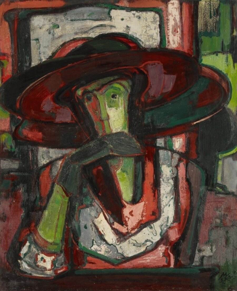 Frau mit großem Hut
