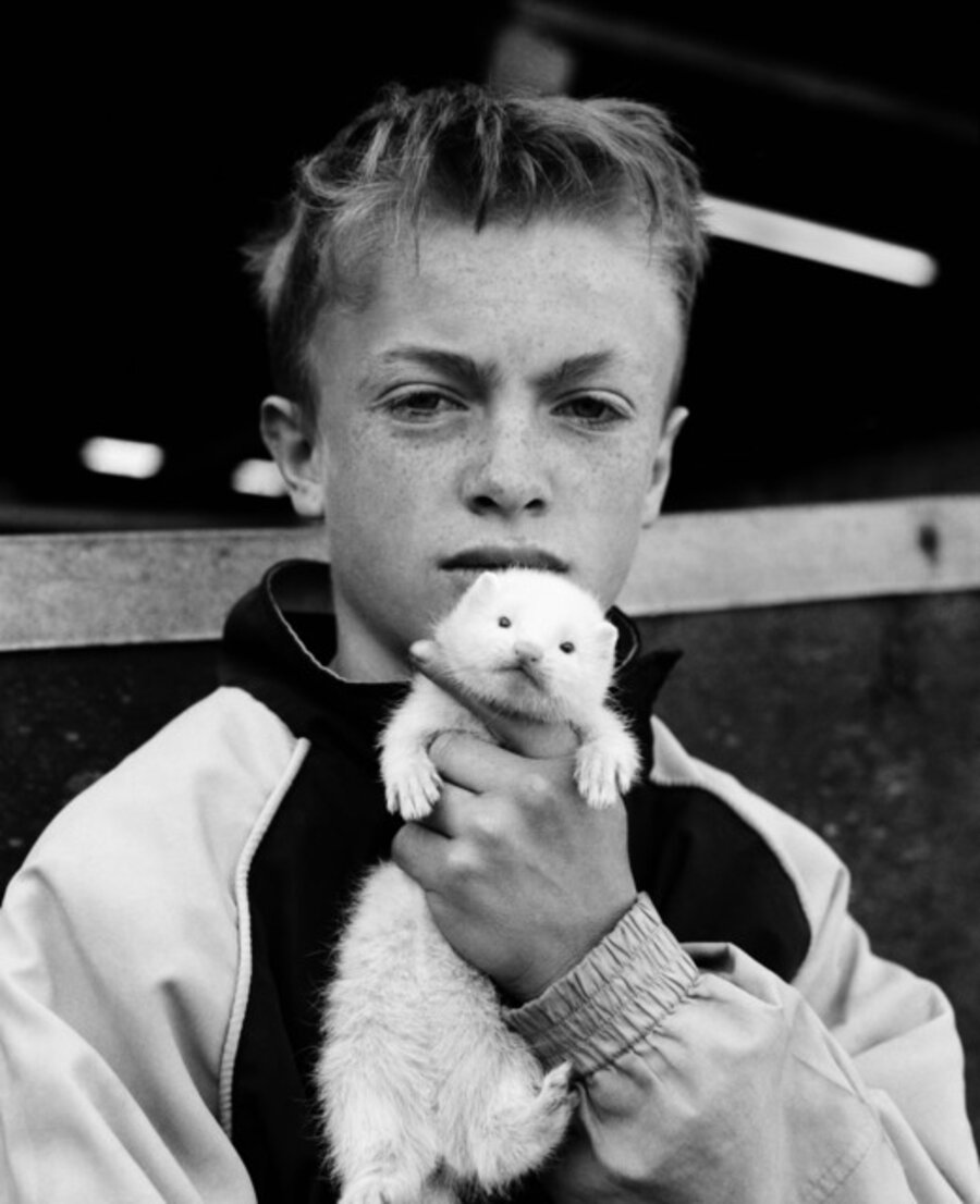 Boy with ferret, County Durham