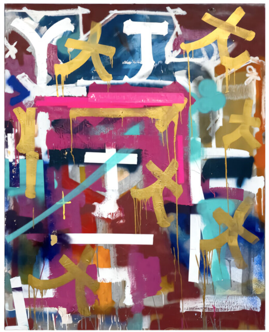 RETNA Original Painting 60" x 48" w/ Original Gallery Sale Label and COA, 125k Gallery Retail