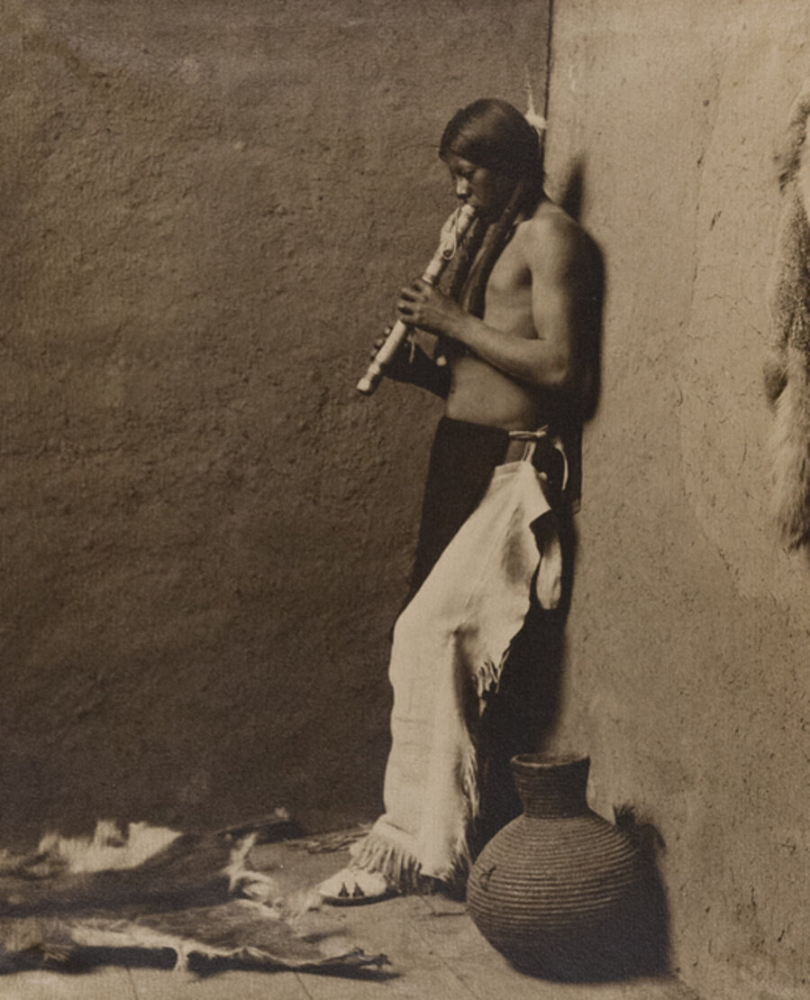 Before the Dance: A Taos Indian Practicing the Corn Song