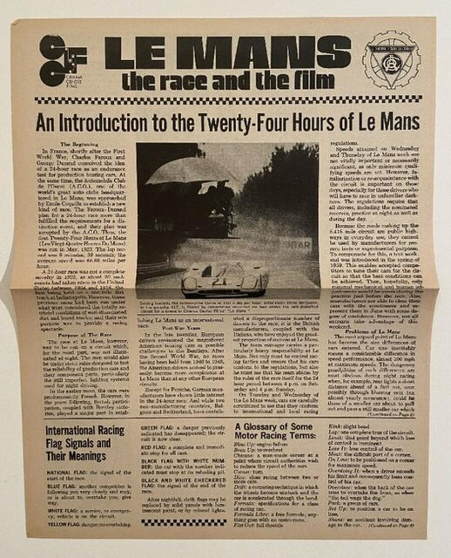 Le Mans, The Race and the film, A newspaper promotion issued by the studios