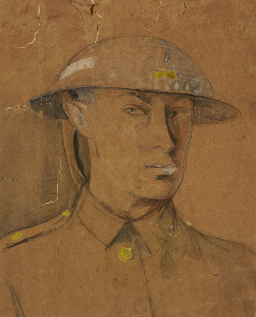 Self-Portrait in Steel Helmet