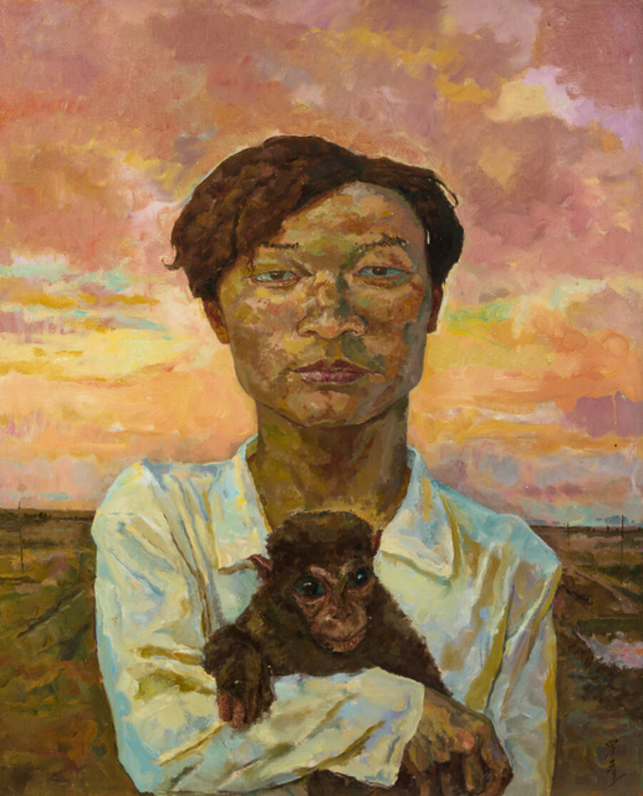 Man Carrying a Monkey