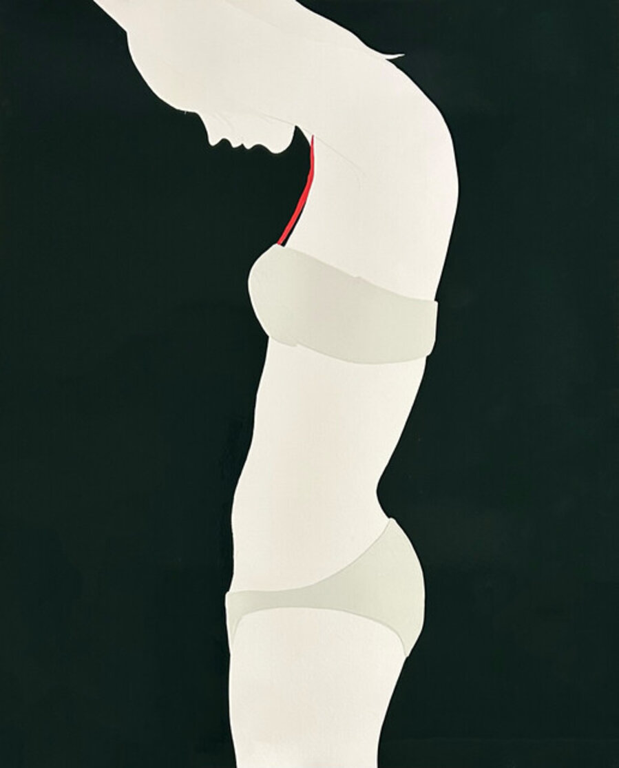 Standing Grey and Red