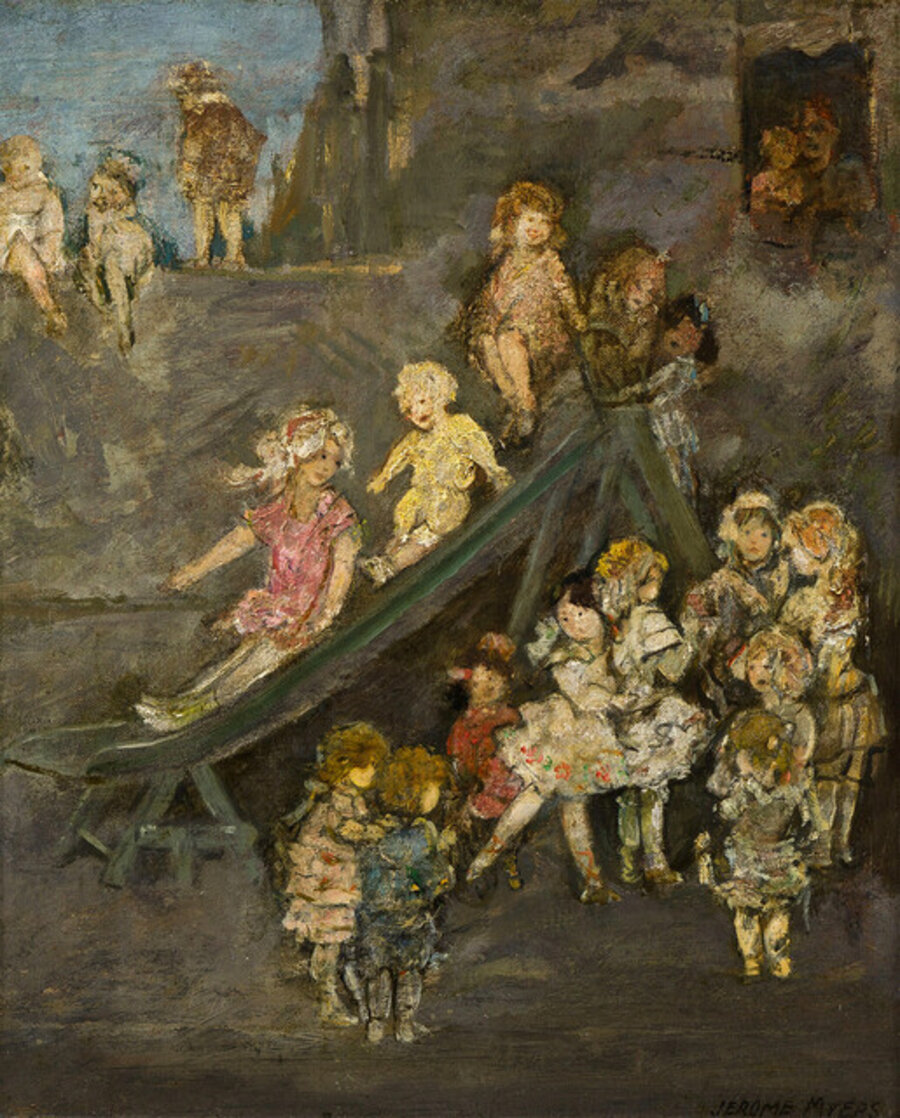 Children Playing on The Slide, Ashcan School - Lower East Side