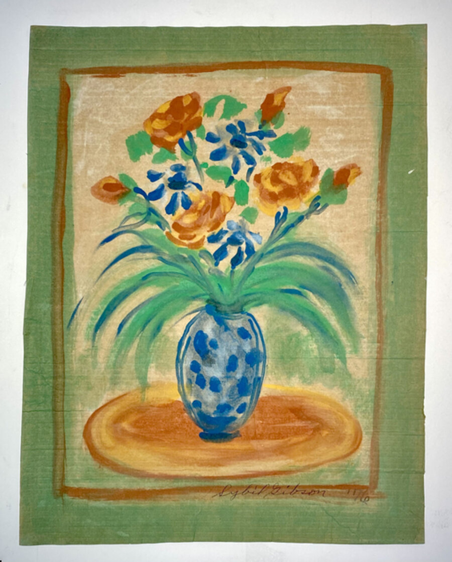 Polka Dot Vase Done in Blue