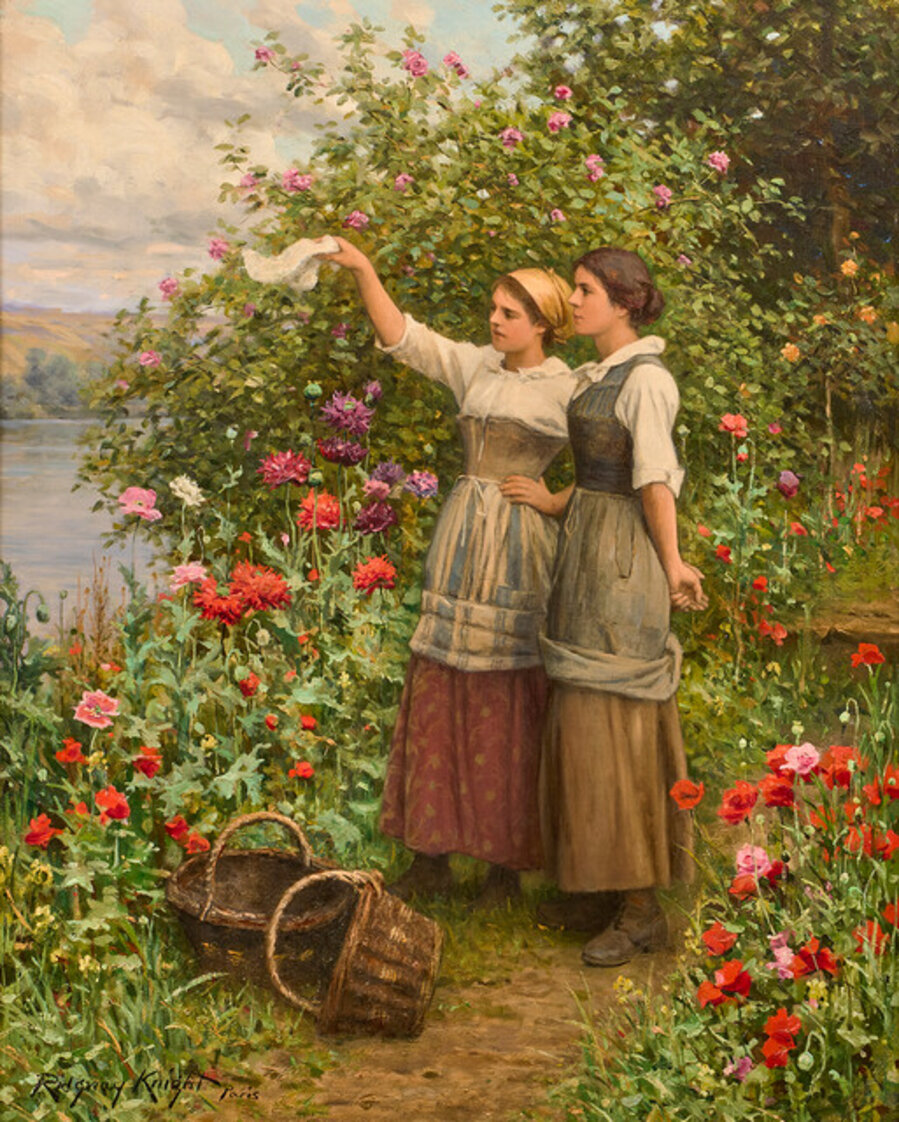 Two Girls Waving