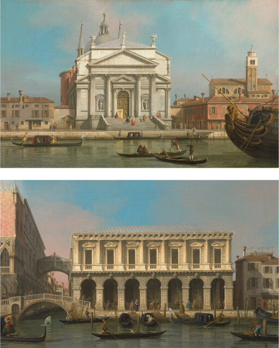 Pair of Venice Views, The Churches and The Prisons and the Bridge of Sighs
