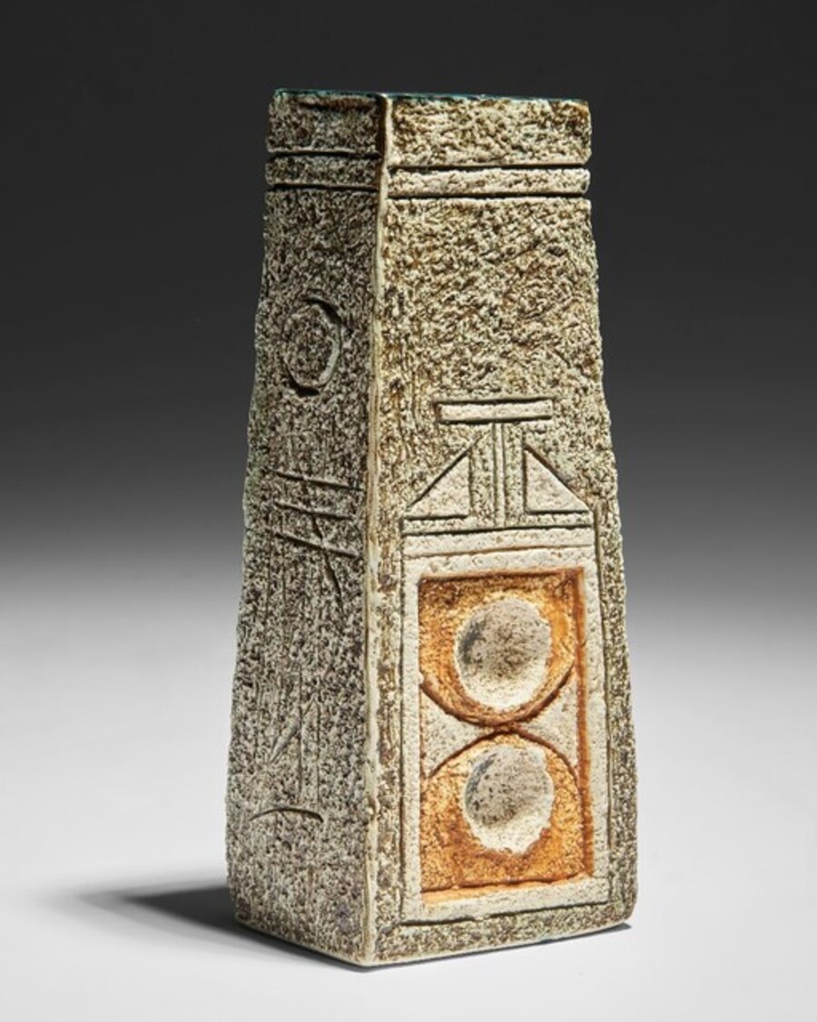 Coffin vase decorated by Alison Brigden