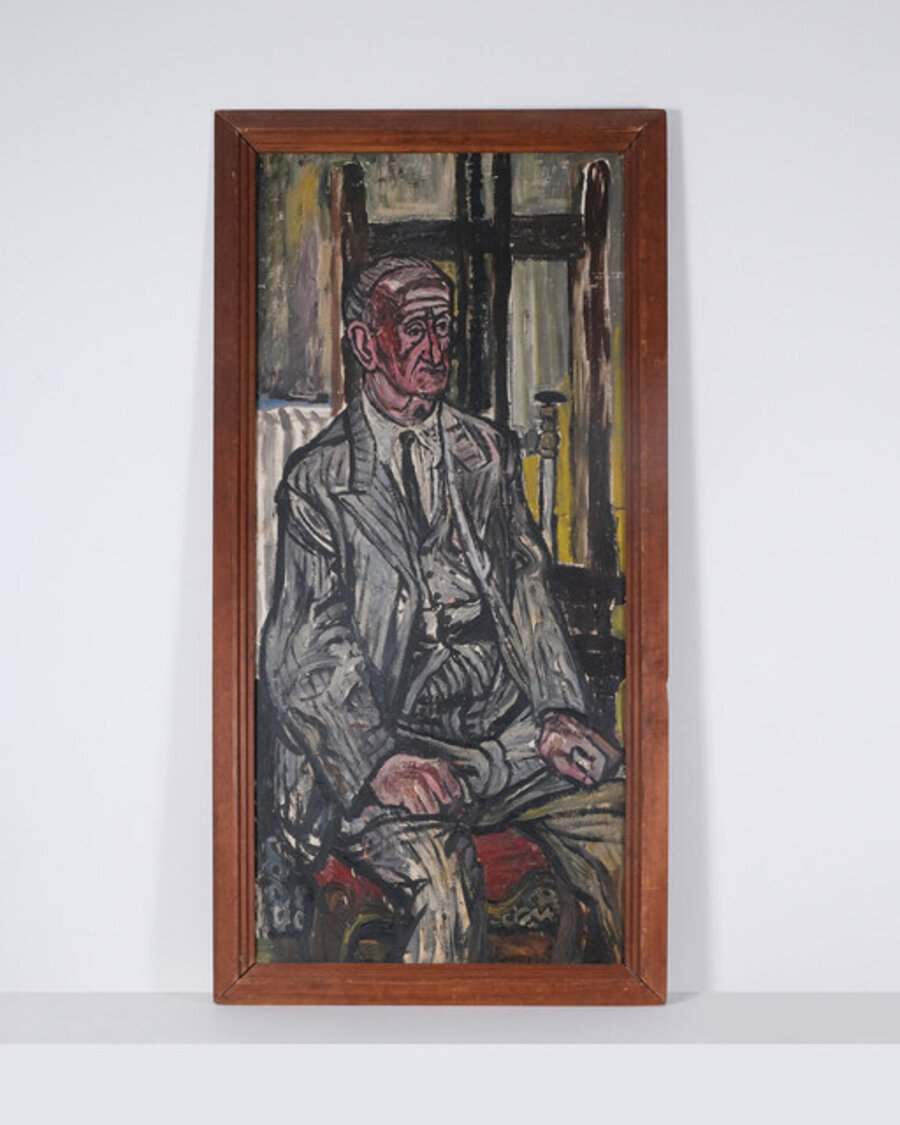 Male Model Against Easel