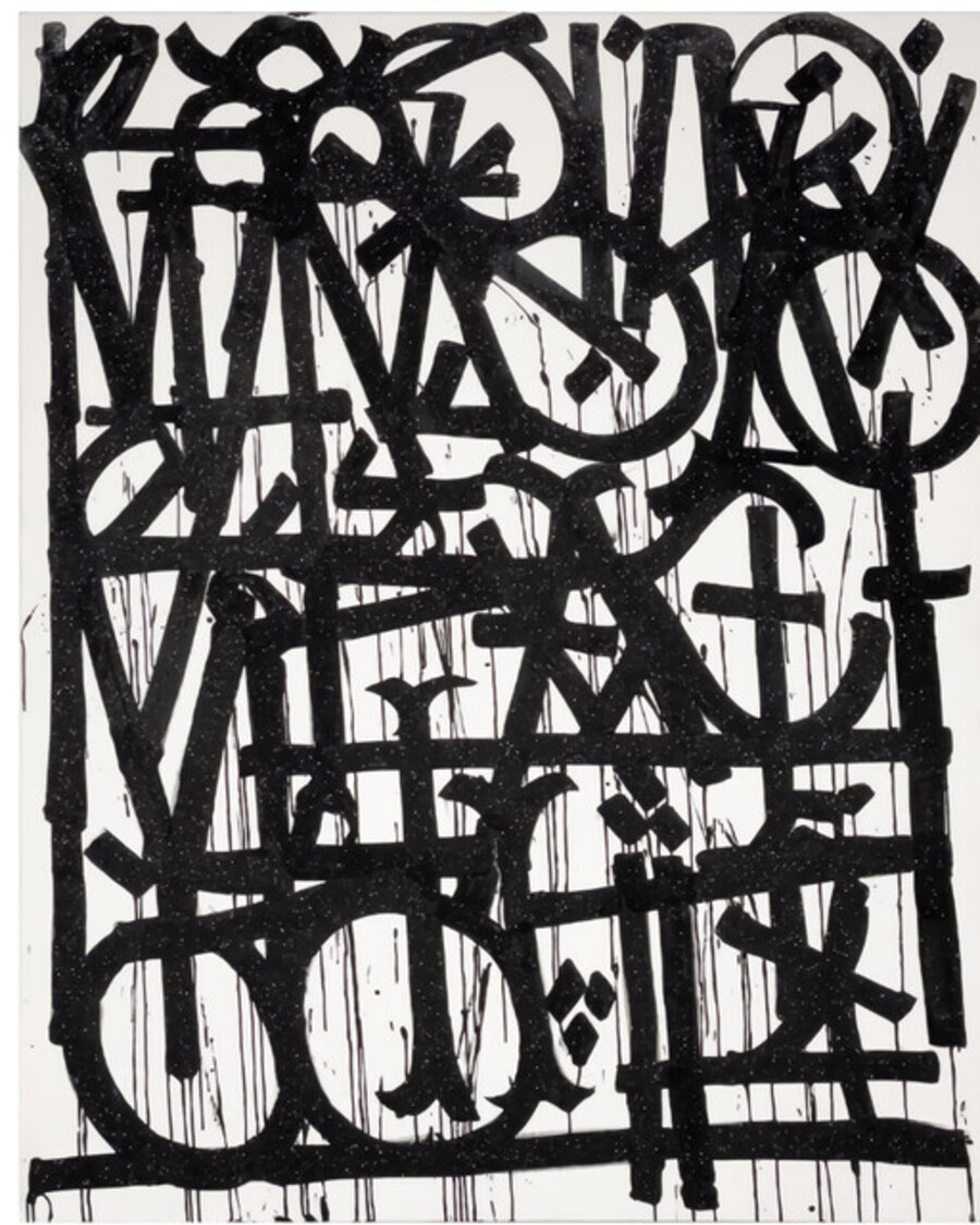 RETNA Original Painting 60" x 48" w/ Original Gallery Sale Label and COA, 125k Gallery Retail