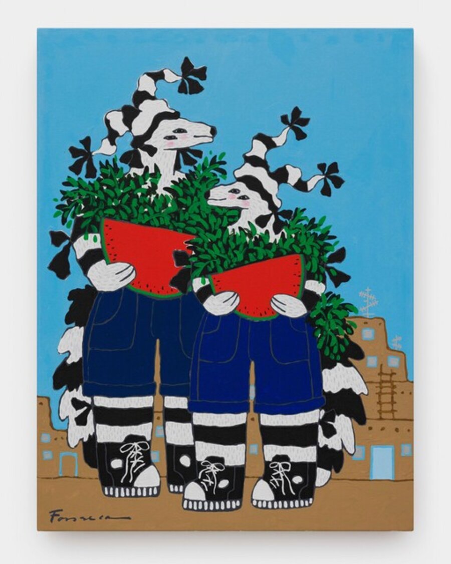Coyote Koshares with Melons, Two Figures