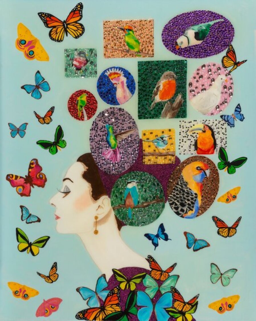 Audrey With Birds and Butterflies Commission